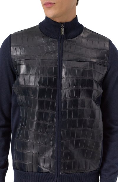 Кардиган с отделкой из кожи крокодила ZILLI, арт. KZMC01M0340VCRB00, фото 5