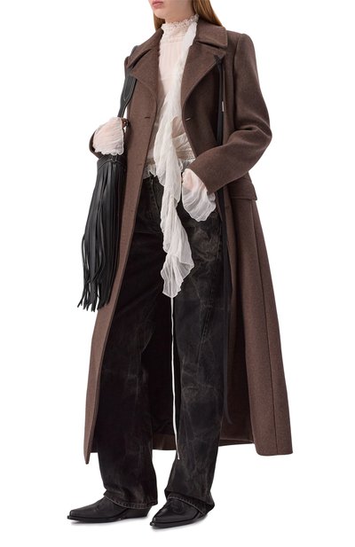 Шерстяное пальто ANN DEMEULEMEESTER коричневого цвета по цене 313000 руб., арт. B0013409/FA674, фото 2 Шерстяное пальто ANN DEMEULEMEESTER, арт. B0013409/FA674, фото 2