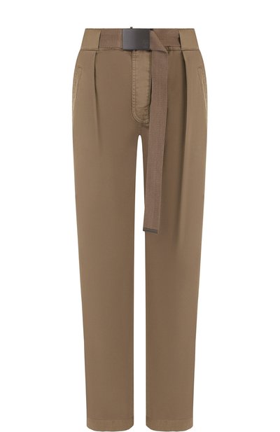 Женские однотонные хлопковые брюки с поясом BRUNELLO CUCINELLI, арт. MA108P5383