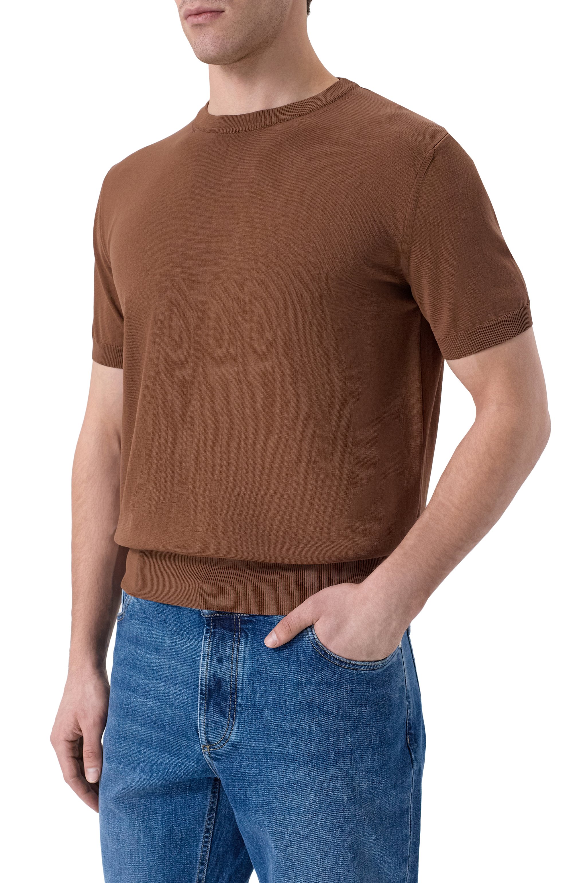 Хлопковый джемпер CANALI коричневого цвета по цене 36450 руб., арт. C0719/MK02459, фото 3 Хлопковый джемпер CANALI, арт. C0719/MK02459, фото 3