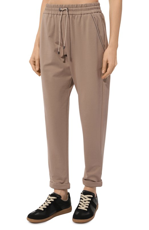 Хлопковые брюки Brunello Cucinelli MH827SA399 Бежевый  MH827SA399 Фото 3