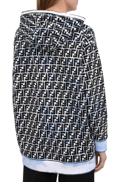Хлопковое худи FENDI синего цвета по цене 126500 руб., арт. FS7263 AC6F, фото 4 Хлопковое худи FENDI, арт. FS7263 AC6F, фото 4