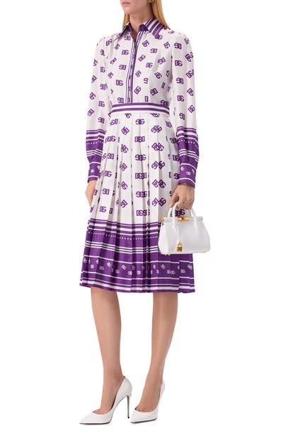 Шелковое платье DOLCE & GABBANA белого цвета по цене 363000 руб., арт. F6TMNT/HI1Z5, фото 2 Шелковое платье DOLCE & GABBANA, арт. F6TMNT/HI1Z5, фото 2