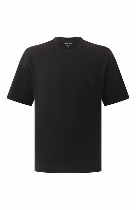 Мужская хлопковая футболка GIORGIO ARMANI черного цвета, арт. GM001246/TE10333 | Фото 1 (Драгоценные камни: Проставлено; Материал сплава: Проставлено; Рукава: Короткие; Длина (для топов): Стандартные)