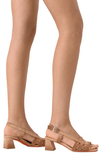 Замшевые босоножки SANTONI бежевого цвета по цене 69950 руб., арт. WHNG70933HA2T0AE, фото 3 Замшевые босоножки SANTONI, арт. WHNG70933HA2T0AE, фото 3