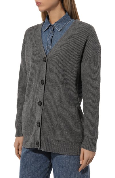 Кардиган из шерсти и вискозы WEEKEND MAX MARA серого цвета по цене 39150 руб., арт. NEGUS, фото 3 Кардиган из шерсти и вискозы WEEKEND MAX MARA, арт. NEGUS, фото 3