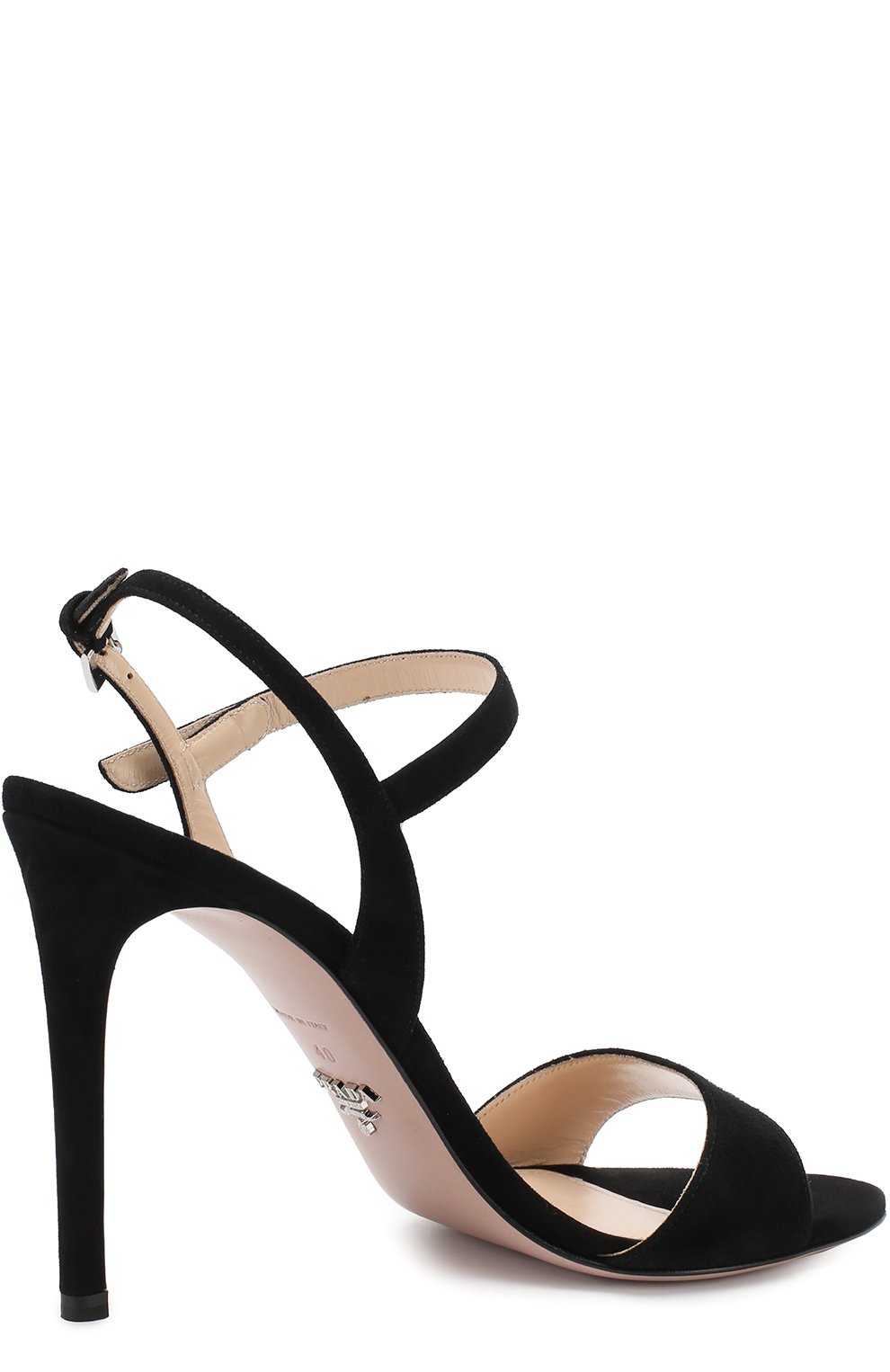 Замшевые босоножки на шпильке PRADA черного цвета по цене 68000 руб., арт. 1X822I-8-F0002-D100, фото 4 Замшевые босоножки на шпильке PRADA, арт. 1X822I-8-F0002-D100, фото 4