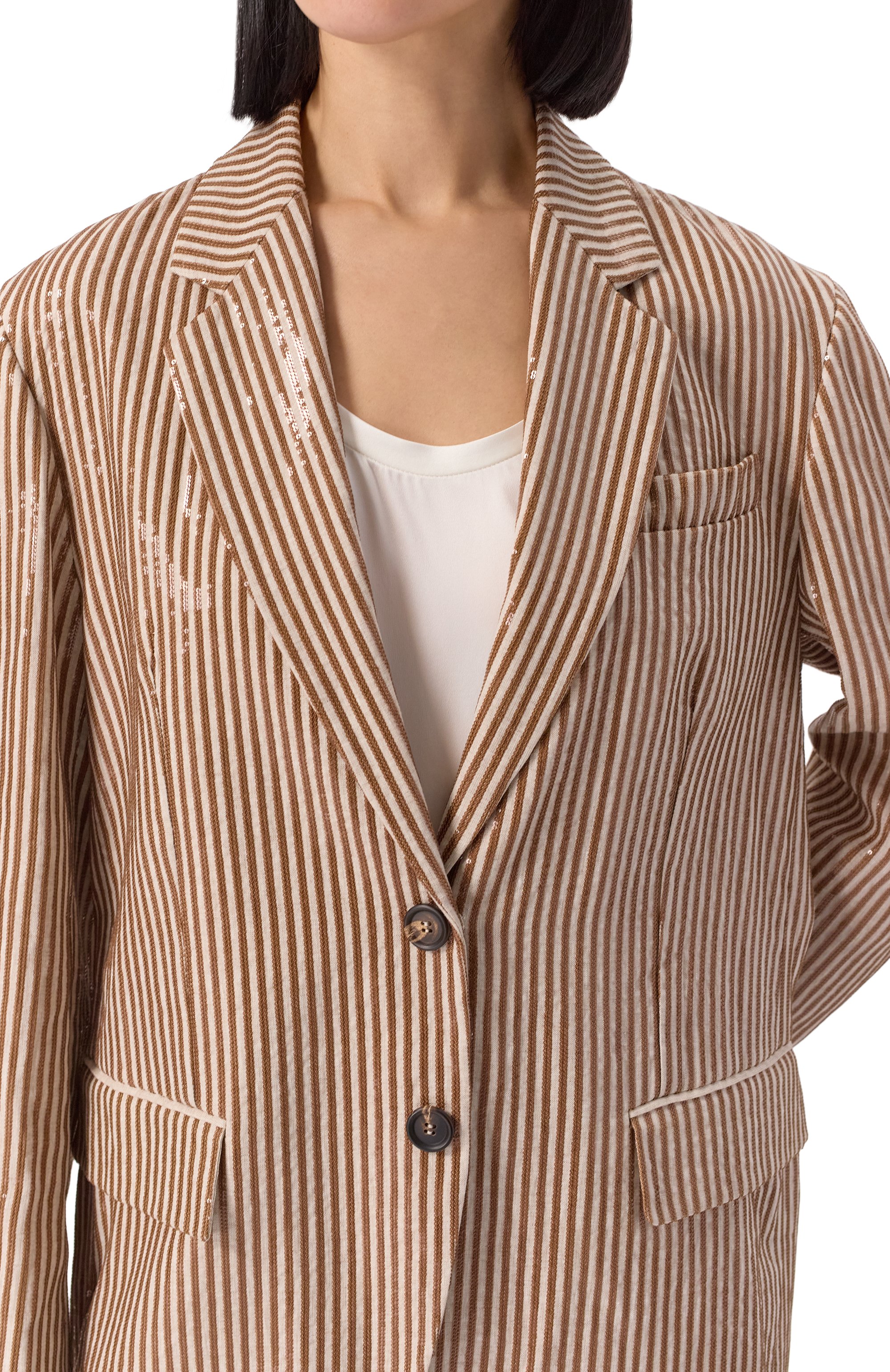 Льняной жакет с отделкой пайетками BRUNELLO CUCINELLI, арт. MM6337378, фото 5