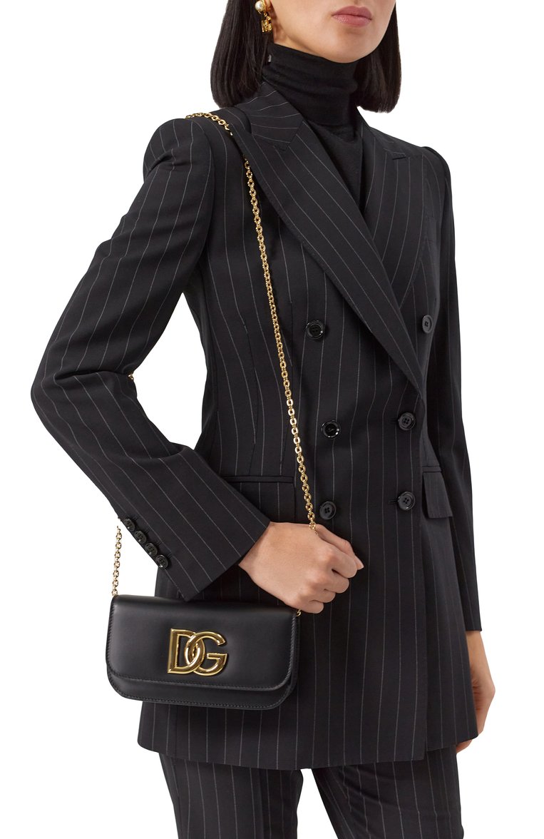 Женская сумка 3.5 DOLCE & GABBANA черного цвета, арт. BB9603_BI9603_BE9603/AW576_1 | Фото 2 (Материал: Натуральная кожа; Размер: mini; Ремень/цепочка: На ремешке)
