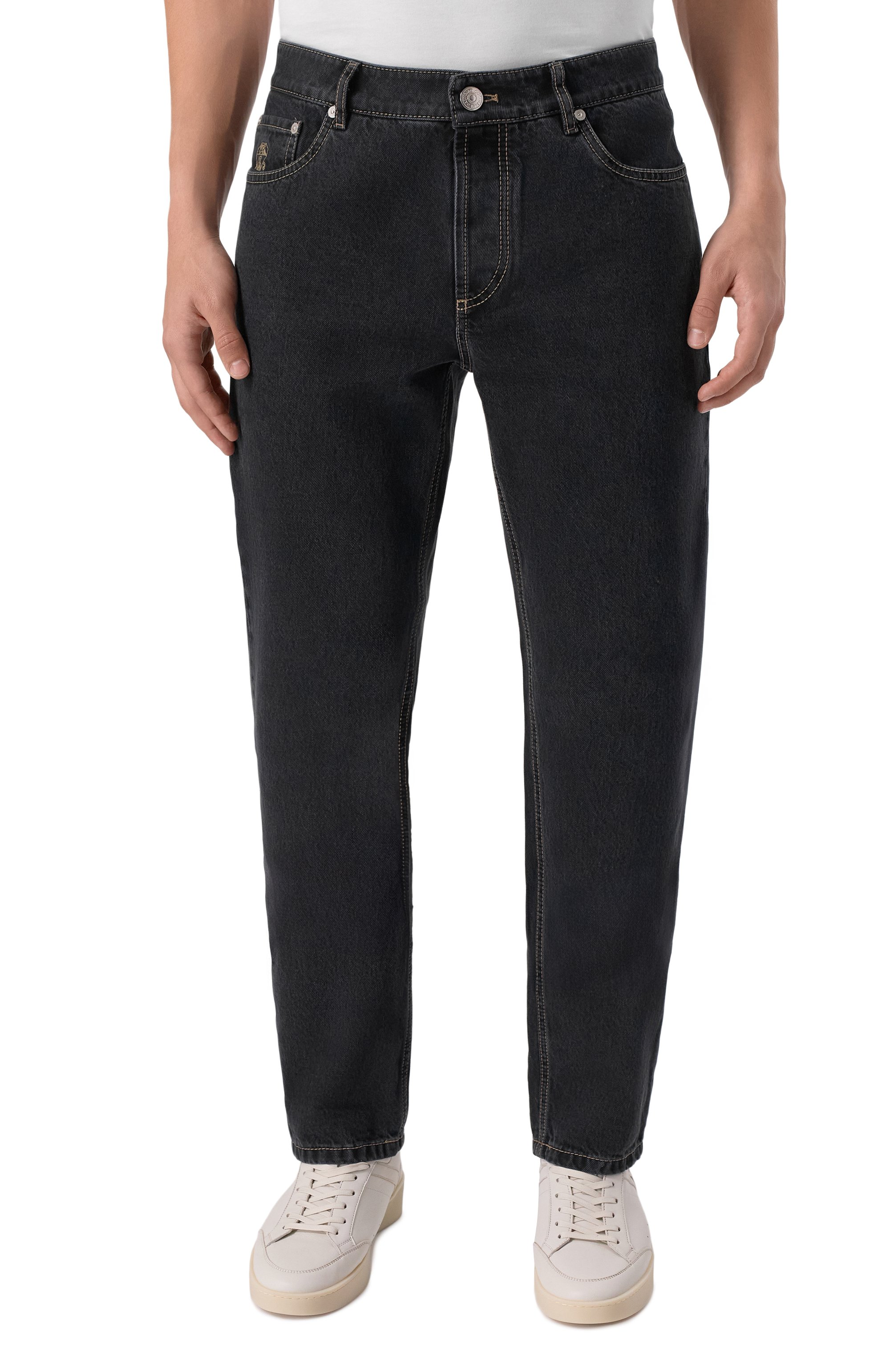 Джинсы traditional fit BRUNELLO CUCINELLI темно-серого цвета по цене 105000 руб., арт. M240PB3210, фото 3 Джинсы traditional fit BRUNELLO CUCINELLI, арт. M240PB3210, фото 3