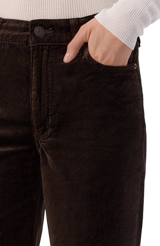 Бархатные брюки Frame Denim LSP411/LE SLIM PALAZZ0 VELVETEEN Коричневый  LSP411/LE SLIM PALAZZ0 VELVETEEN Фото 5