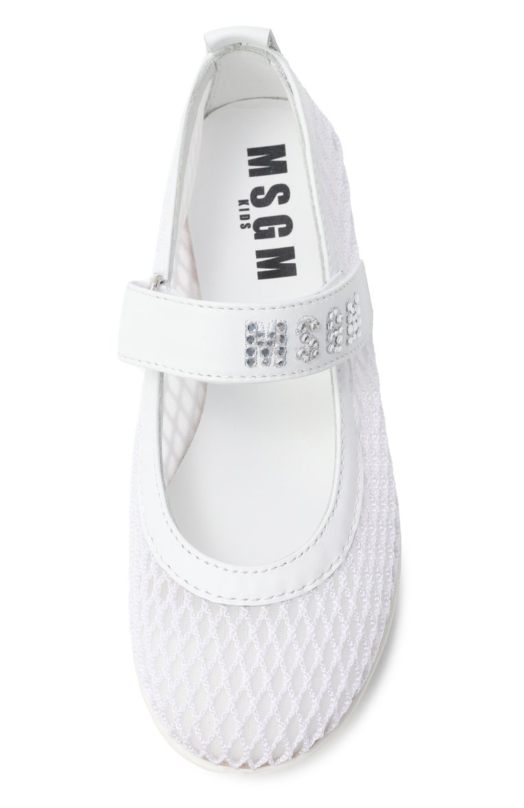 Детские балетки MSGM KIDS белого цвета, арт. 79807/VAR2/28-35 | Фото 4 (Нос: Не проставлено; Материал внешний: Натуральная кожа, Текстиль; Материал внутренний: Натуральная кожа; Автоматизация состава: Проставлено)