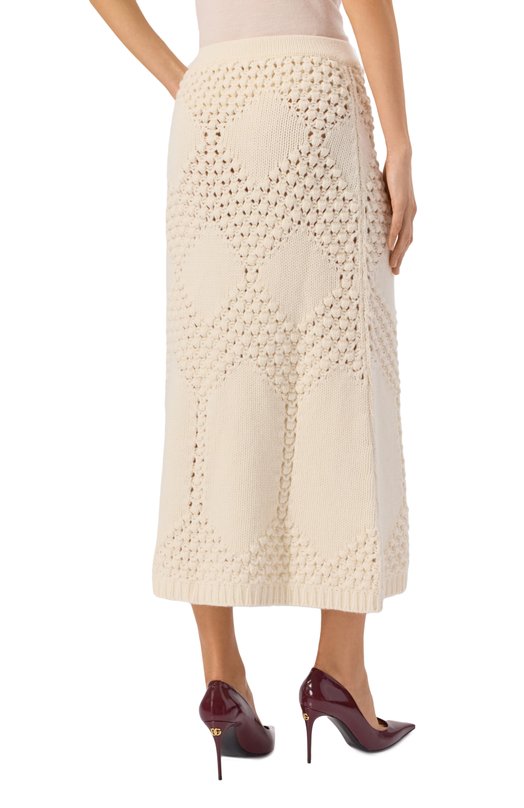 Юбка из шерсти и кашемира Elie Saab SK240NF25/CK011 Кремовый  SK240NF25/CK011 Фото 4