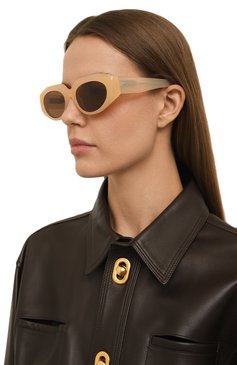 Женские солнцезащитные очки G.O.D. EYEWEAR светло-бежевого цвета, арт. TWENTY SEVEN MILKY IV0RY W/BR0WN LENS | Фото 2 (Региональные ограничения белый список (Axapta Mercury): Не проставлено; Нос: Не проставлено; Тип очков: С/з; Оптика Гендер: оптика-женское; Очки форма: Овальные)