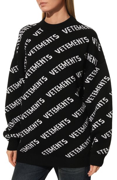 Шерстяной свитер VETEMENTS черного цвета по цене 126500 руб., арт. UA53KN300B, фото 3 Шерстяной свитер VETEMENTS, арт. UA53KN300B, фото 3