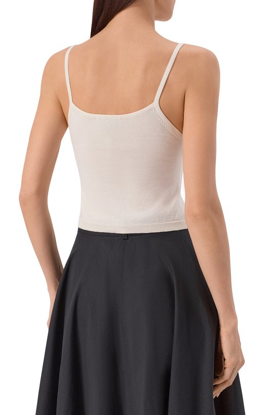 Топ из хлопка и кашемира Officine Generale S26WKNT308 Кремовый  S26WKNT308 Фото 4