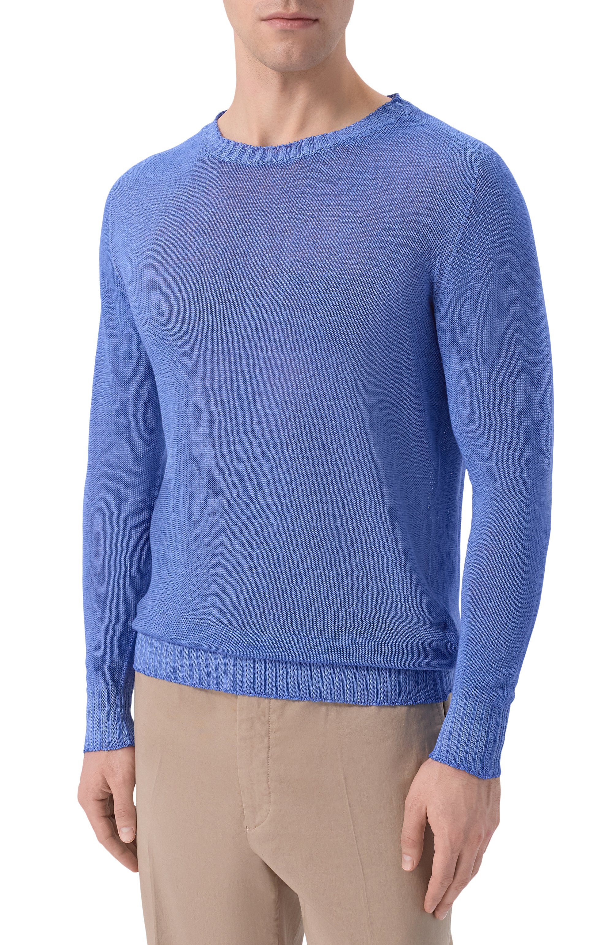 Льняной джемпер 120% LINO синего цвета по цене 35500 руб., арт. 33ALIM39FF/F966/S000, фото 3 Льняной джемпер 120% LINO, арт. 33ALIM39FF/F966/S000, фото 3