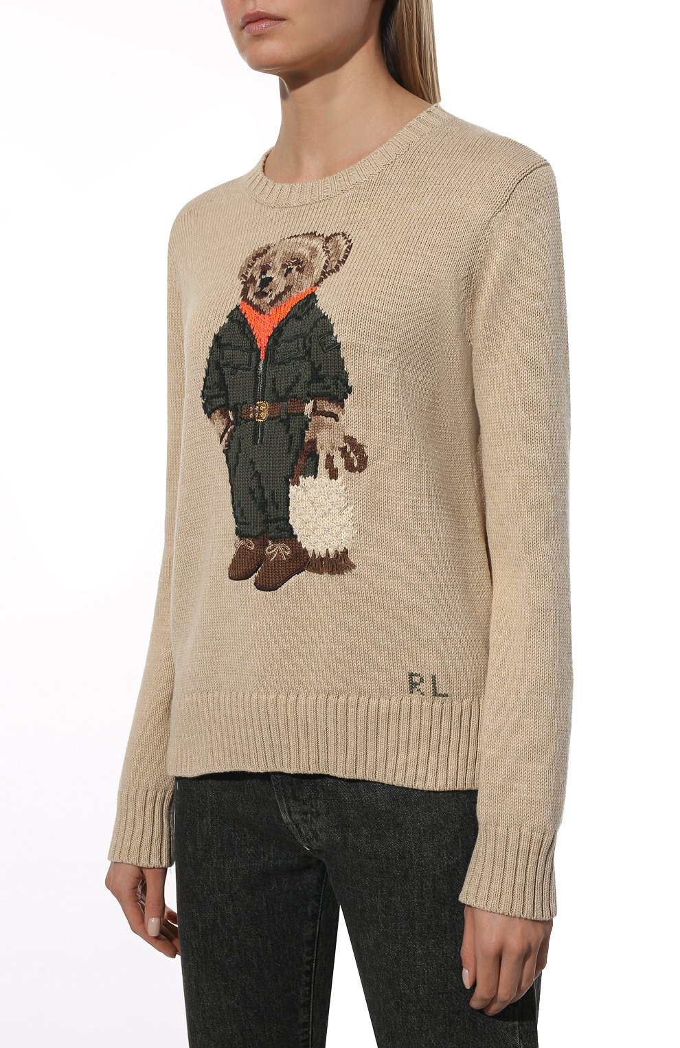 Хлопковый свитер POLO RALPH LAUREN светло-бежевого цвета по цене 52700 руб., арт. 211856736, фото 3 Хлопковый свитер POLO RALPH LAUREN, арт. 211856736, фото 3