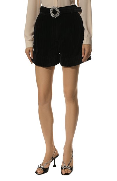 Бархатные шорты MIU MIU черного цвета по цене 140000 руб., арт. MP1469-1ZGU-F0002, фото 3 Бархатные шорты MIU MIU, арт. MP1469-1ZGU-F0002, фото 3