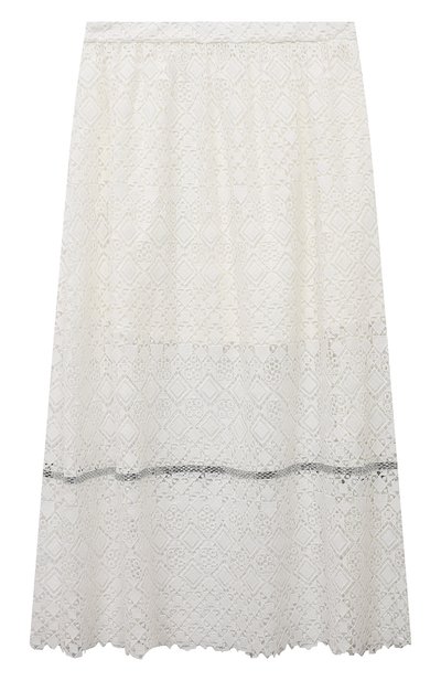 Хлопковая юбка ELIE SAAB JUNIOR кремового цвета по цене 47400 руб., арт. EFG0008 TS0846/16A-18A, фото 1 Хлопковая юбка ELIE SAAB JUNIOR, арт. EFG0008 TS0846/16A-18A, фото 1