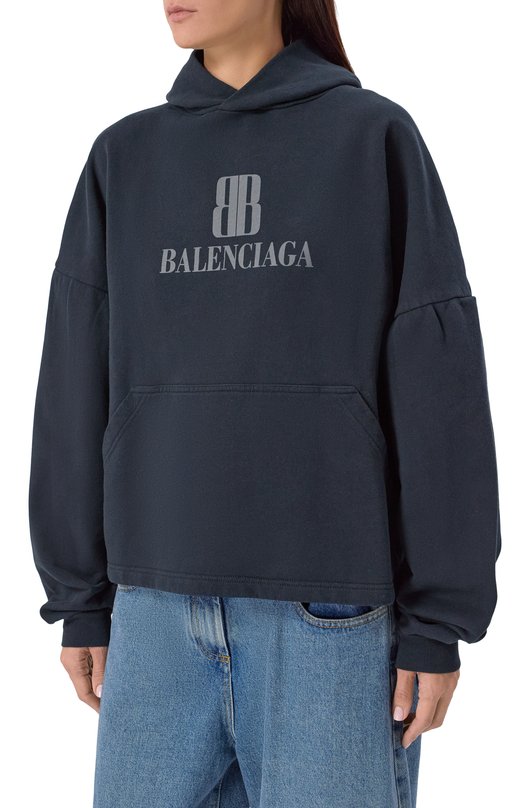 Хлопковое худи Balenciaga 818433/TSV03 Чёрный  818433/TSV03 Фото 3