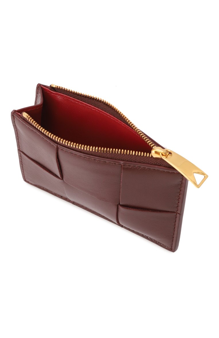 Женский кожаный футляр для кредитных карт BOTTEGA VENETA бордового цвета, арт. 765460/VCQCB | Фото 3 (Нос: Не проставлено; Материал сплава: Проставлено; Материал: Натуральная кожа)