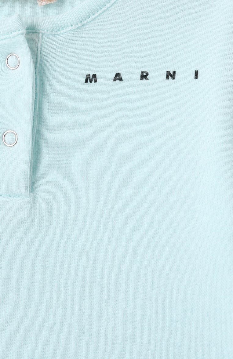 Детский комплект из футболки и шорт MARNI голубого цвета, арт. M01442/M00UL | Фото 6 (Нос: Не проставлено; Материал сплава: Проставлено; Кросс-КТ НВ: Костюм; Материал внешний: Хлопок; Ростовка одежда: 3 мес | 62 см, 9 мес | 74 см, 6 мес | 68 см)