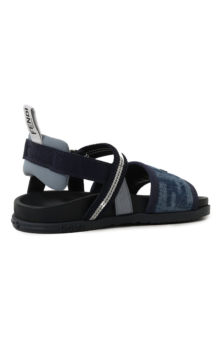 Детские текстильные сандалии FENDI синего цвета, арт. JMR437/AQ6P/27-31 | Фото 3 (Нос: Не проставлено; Материал внешний: Текстиль; Материал внутренний: Текстиль; Автоматизация состава: Проставлено)