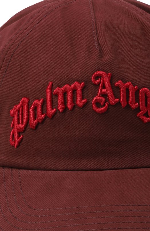 Хлопковая бейсболка Palm Angels PWLB032F25FAB003 Бордовый  PWLB032F25FAB003 Фото 3