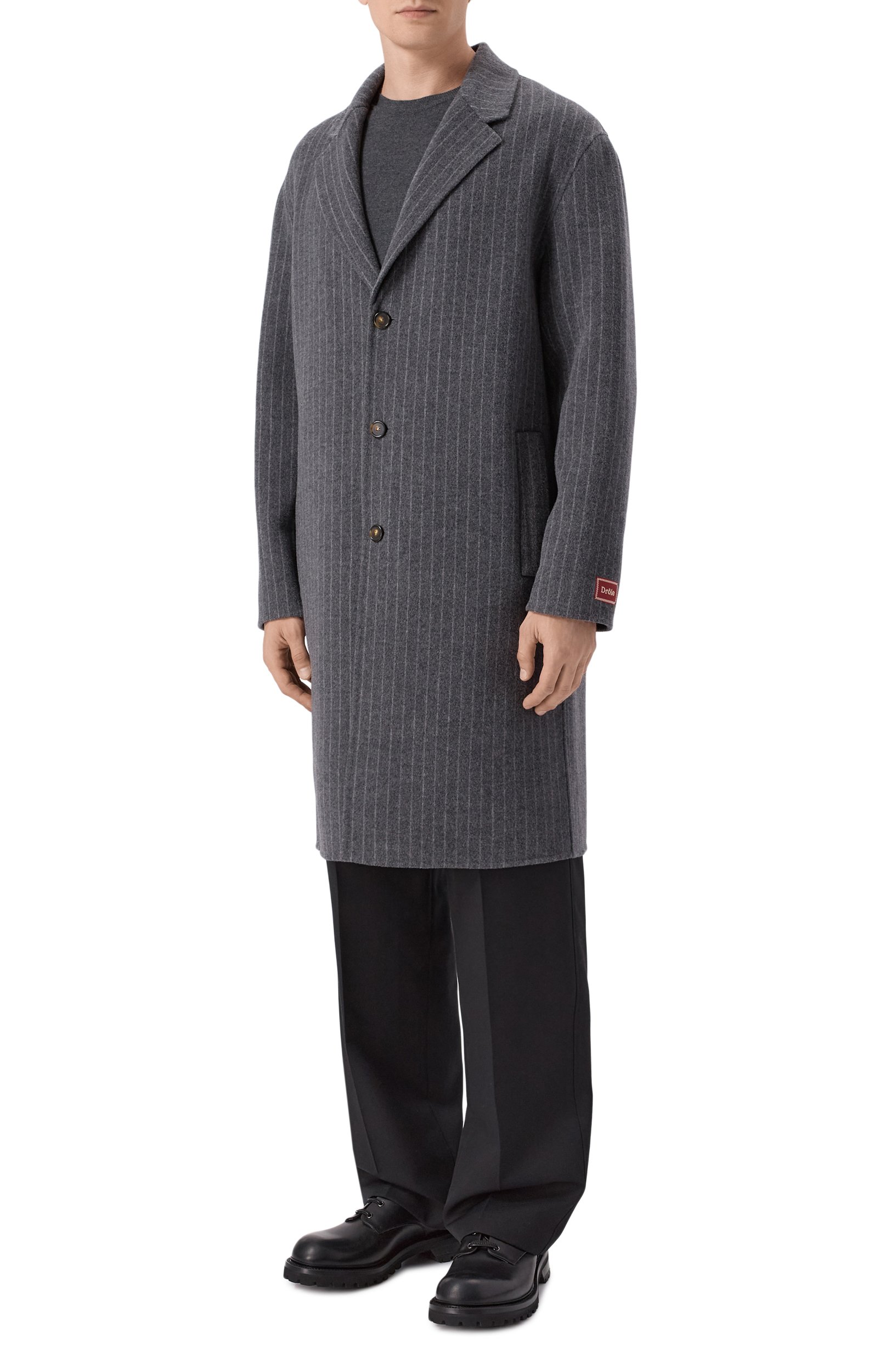 Шерстяное пальто DROLE DE MONSIEUR темно-серого цвета по цене 109500 руб., арт. L-CT151-W0041-DGR, фото 3 Шерстяное пальто DROLE DE MONSIEUR, арт. L-CT151-W0041-DGR, фото 3