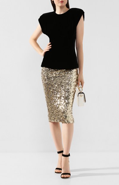 Юбка с пайетками DOLCE & GABBANA золотого цвета по цене 125500 руб., арт. F4BS1T/HLMZM, фото 2 Юбка с пайетками DOLCE & GABBANA, арт. F4BS1T/HLMZM, фото 2