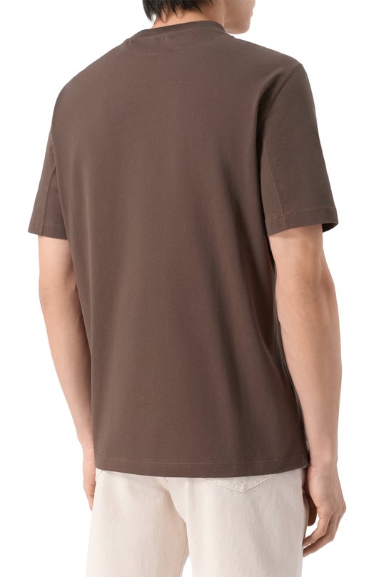 Хлопковая футболка Brunello Cucinelli M0B138440 Коричневый  M0B138440 Фото 4