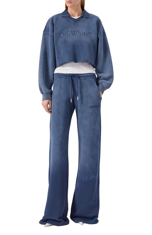 Хлопковый свитшот Off-White 0WBA07BF25FLE004 Синий  0WBA07BF25FLE004 Фото 2