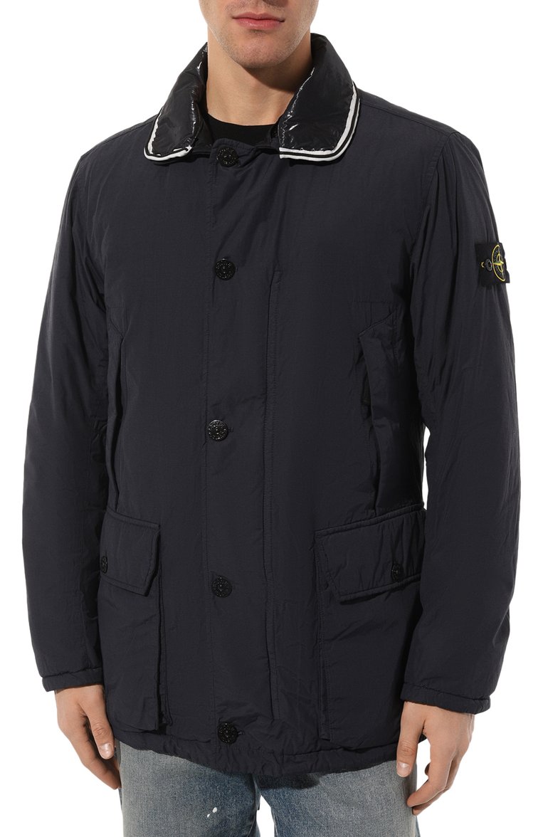 Мужская утепленная куртка STONE ISLAND темно-синего цвета, арт. 751543732 | Фото 3 (Длина (верхняя одежда): До середины бедра; Рукава: Длинные; Мужское Кросс-КТ: утепленные куртки; Материал подклада: Синтетический материал; Материал внешний: Синтетический материал; Стили: Кэжуэл; Кросс-КТ: Утепленные; Автоматизация ТО: Проставлено; Автоматизация состава: Проставлено)
