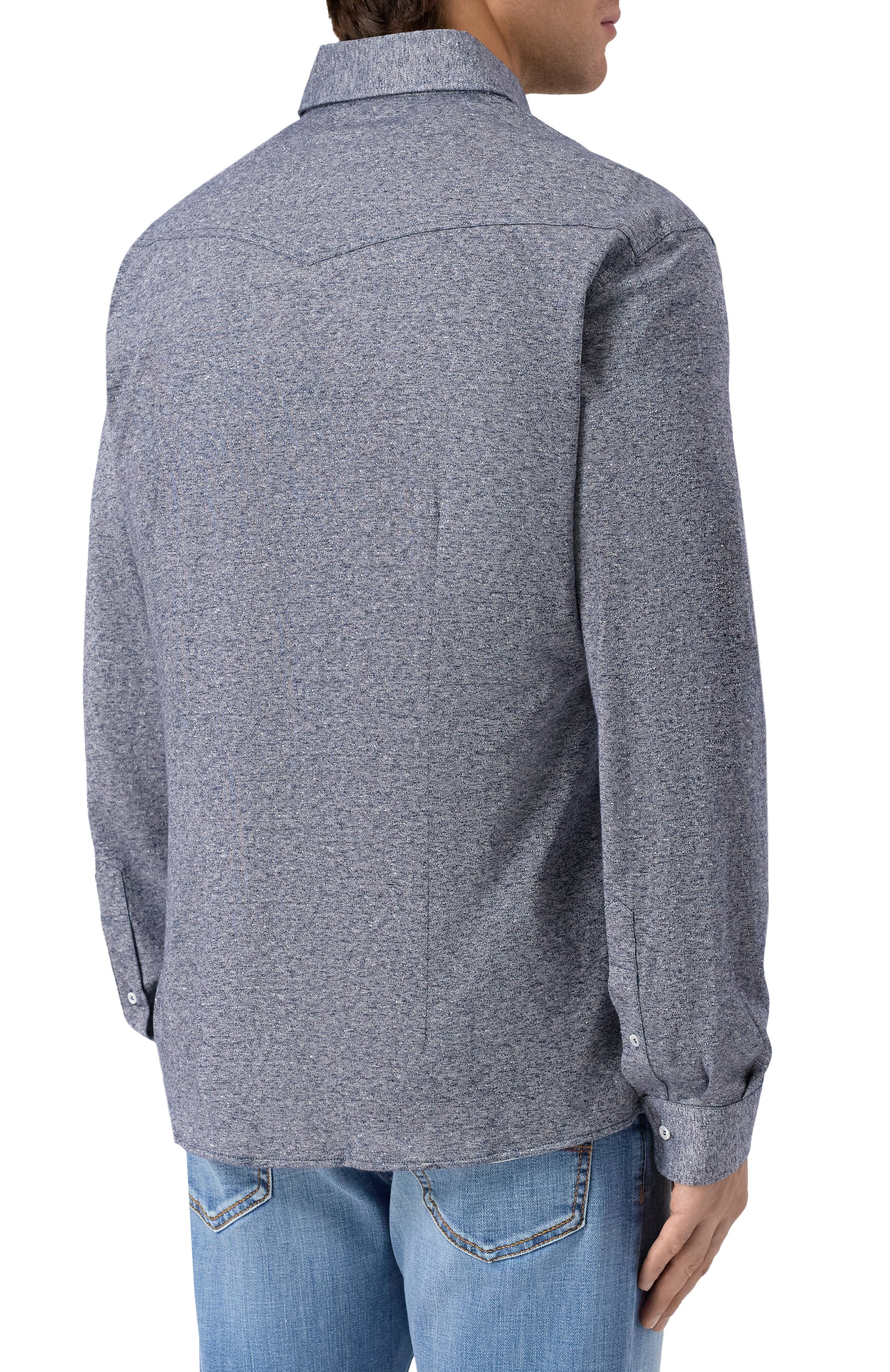 Рубашка изо льна и хлопка BRUNELLO CUCINELLI, арт. MW8356666, фото 4