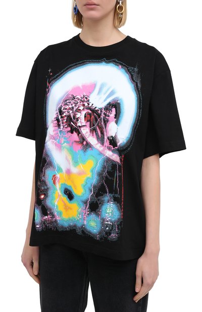 Хлопковая футболка MCQ черного цвета по цене 26000 руб., арт. 624833/RPJ60, фото 3 Хлопковая футболка MCQ, арт. 624833/RPJ60, фото 3