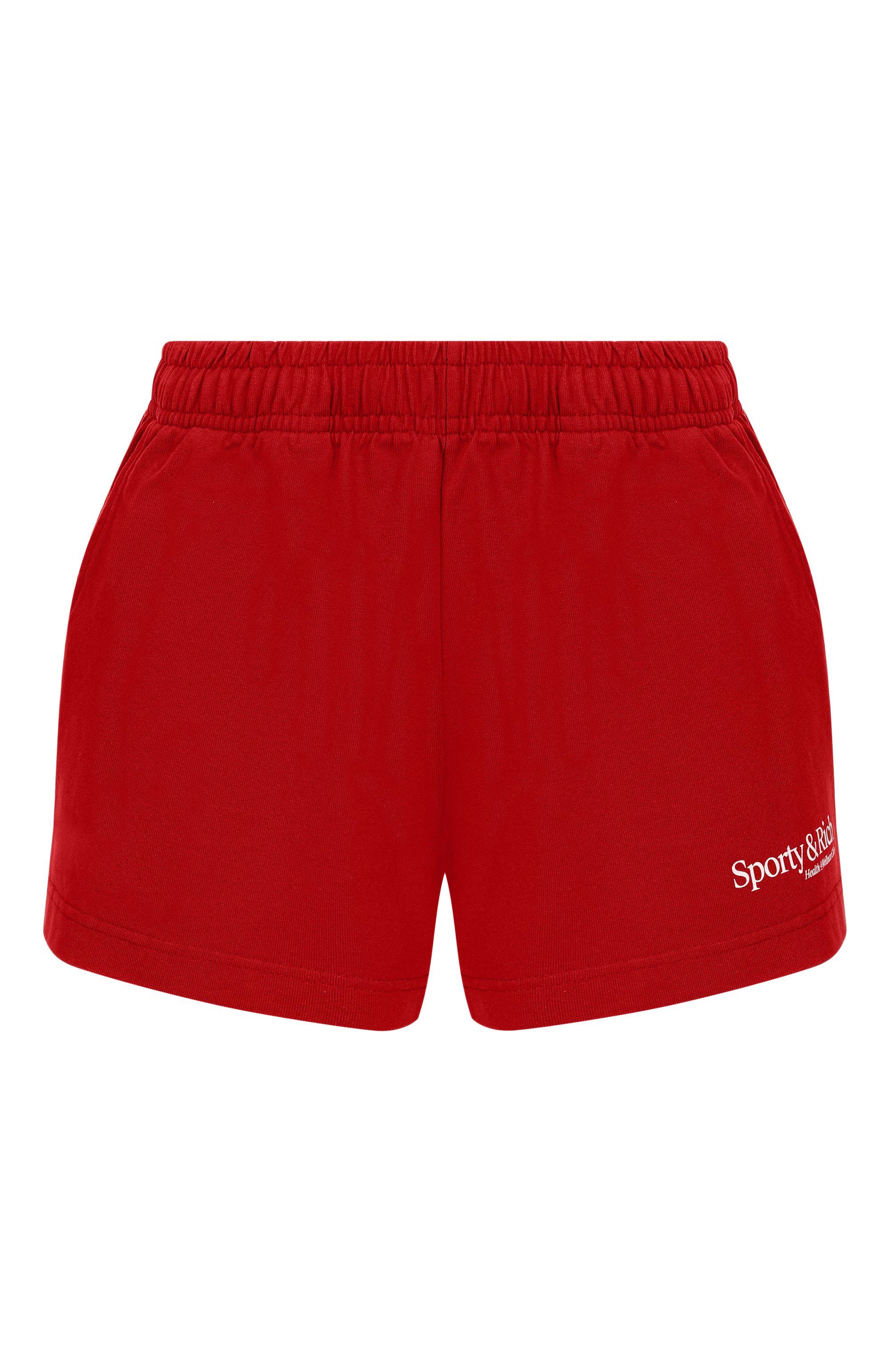 Хлопковые шорты SPORTY AND RICH красного цвета по цене 17150 руб., арт. SH037710087RE15, фото 1 Хлопковые шорты SPORTY AND RICH, арт. SH037710087RE15, фото 1