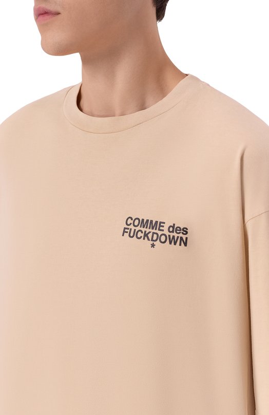 Хлопковая футболка Comme des Fuckdown CFABM01742 Бежевый  CFABM01742 Фото 5