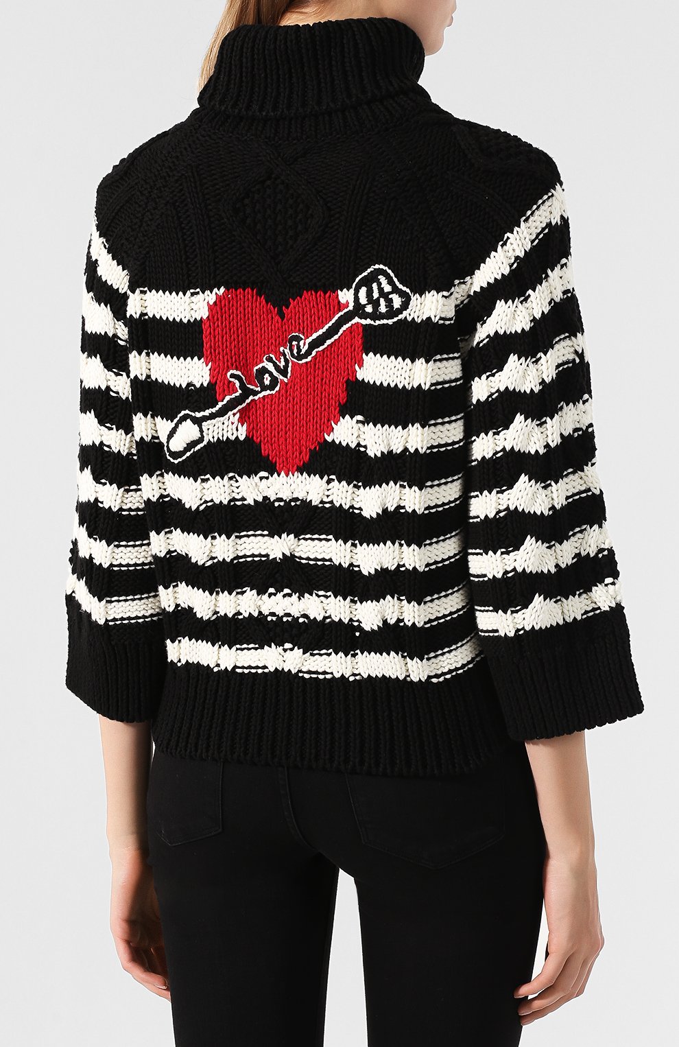 Хлопковый пуловер REDVALENTINO черно-белого цвета по цене 49950 руб., арт. SR3KCB31/4E6, фото 4 Хлопковый пуловер REDVALENTINO, арт. SR3KCB31/4E6, фото 4