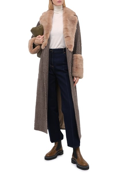 Пальто с отделкой из меха норки KITON, арт. D50604K05T33, фото 2