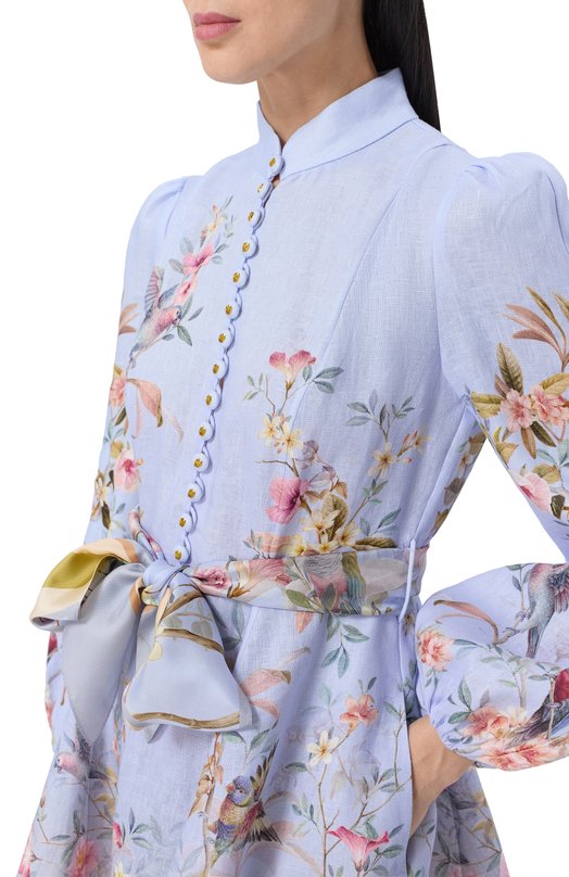 Льняное платье Zimmermann 9142DC261 Голубой  9142DC261 Фото 4