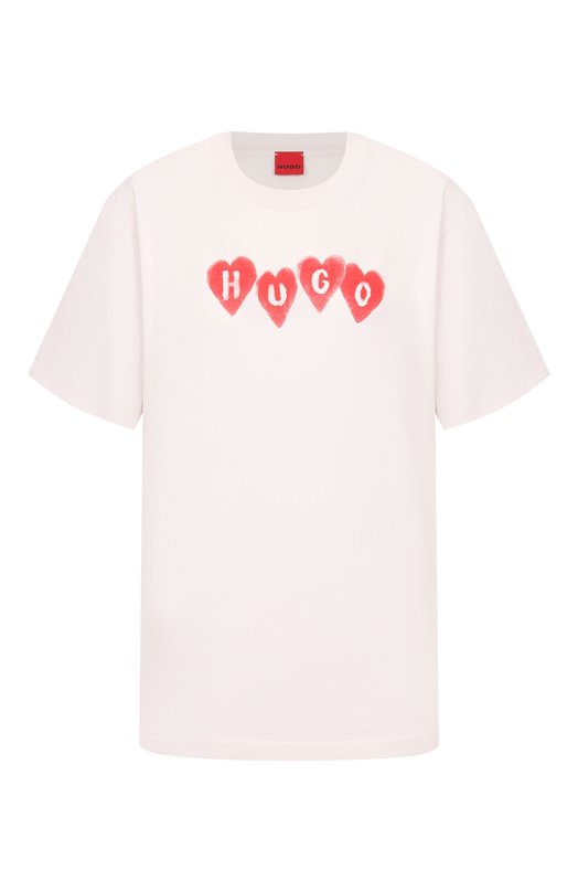 Хлопковая футболка HUGO 50561164 Белый 50561164