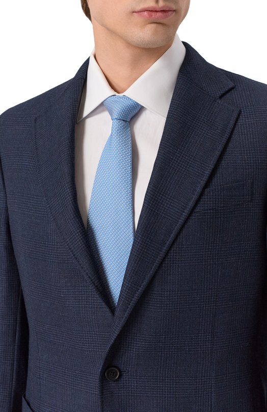 Галстук из хлопка и шелка Van Laack VL-LUIS-EL/K04361 Голубой  VL-LUIS-EL/K04361 Фото 2