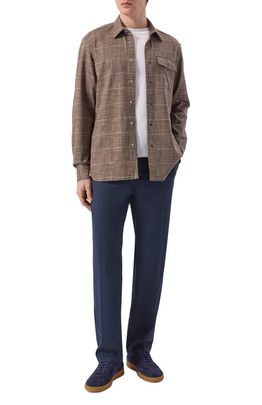 Брюки из хлопка и шелка Kiton UFPPERK0607H Синий  UFPPERK0607H Фото 2