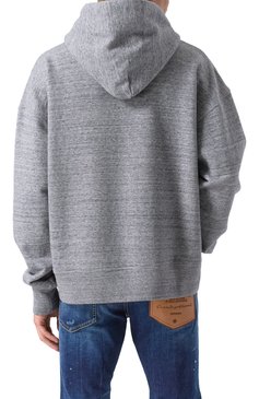 Мужской хлопковое худи DSQUARED2 серого цвета, арт. S74GU0857/S25463 | Фото 4 (Длина (для топов): Стандартные; Рукава: Длинные; Материал сплава: Проставлено; Драгоценные камни: Проставлено; Принт: Без принта; Мужское Кросс-КТ: Худи-одежда; Стили: Кэжуэл; Материал внешний: Хлопок)
