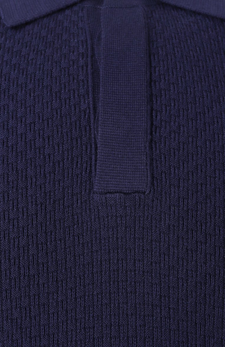 Мужское поло CANALI темно-синего цвета, арт. C1068/MK02267 | Фото 6 (Рукава: Короткие; Длина (для топов): Стандартные; Материал внешний: Хлопок, Синтетический материал; Кросс-КТ: Трикотаж; Принт: Без принта; Стили: Кэжуэл; Застежка: Пуговицы; Детали: Без декора; Автоматизация состава: Проставлено; Автоматизация ТО: Проставлено)