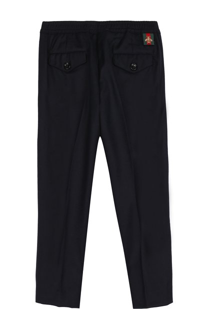 Брюки из шерсти и кашемира на кулиске GUCCI синего цвета по цене 39950 руб., арт. 475451/XBB59, фото 2 Брюки из шерсти и кашемира на кулиске GUCCI, арт. 475451/XBB59, фото 2