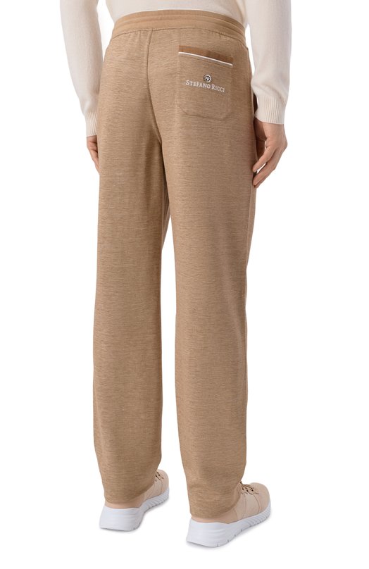 Брюки из шелка и льна Stefano Ricci K919052P3D/T26103 Коричневый  K919052P3D/T26103 Фото 4