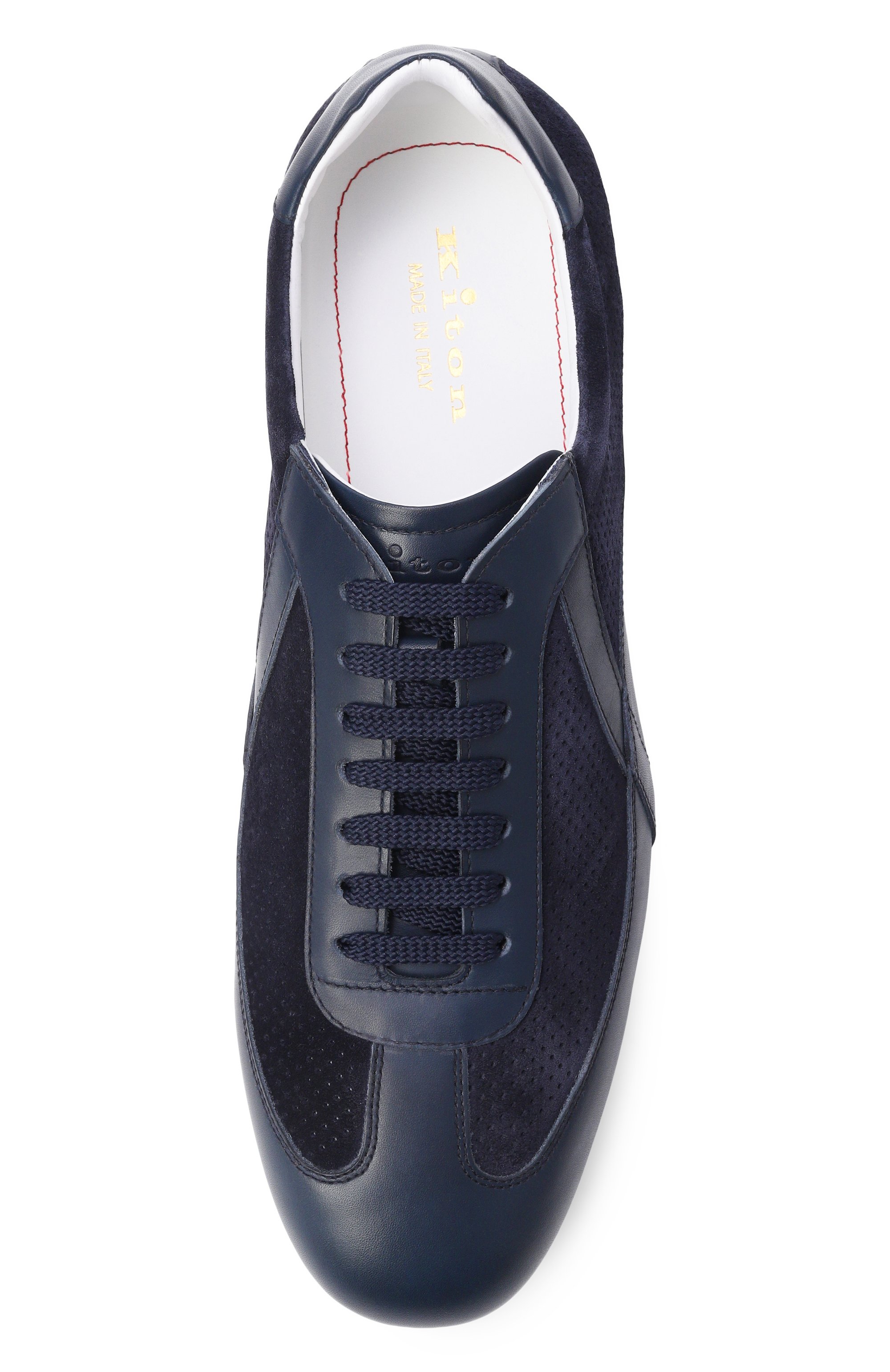 Кожаные кроссовки KITON темно-синего цвета по цене 122500 руб., арт. USSA445N01378, фото 5 Кожаные кроссовки KITON, арт. USSA445N01378, фото 5
