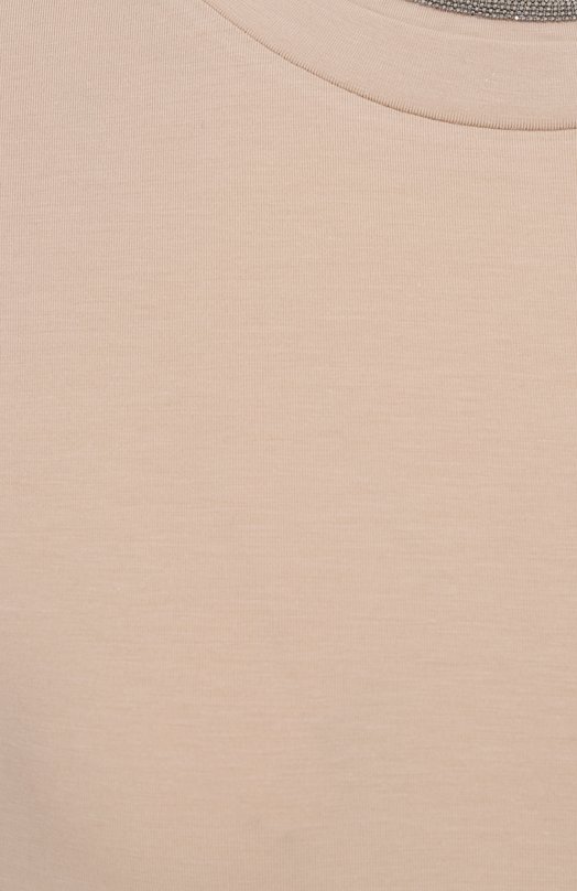 Хлопковая футболка Brunello Cucinelli MPT18BD200 Бежевый  MPT18BD200 Фото 6